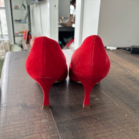 Stuart Weitzman suede candy apple red kitten heels - Picture 3 of 5